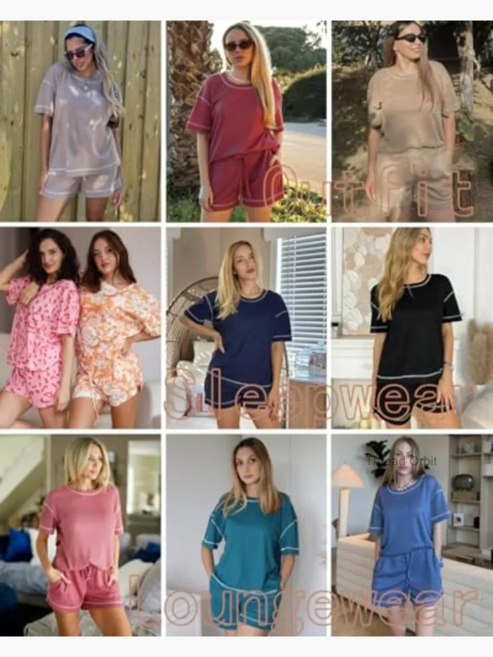 Waffle Knit Two Piece Lounge Set, Soft Matching Outfits with Pockets